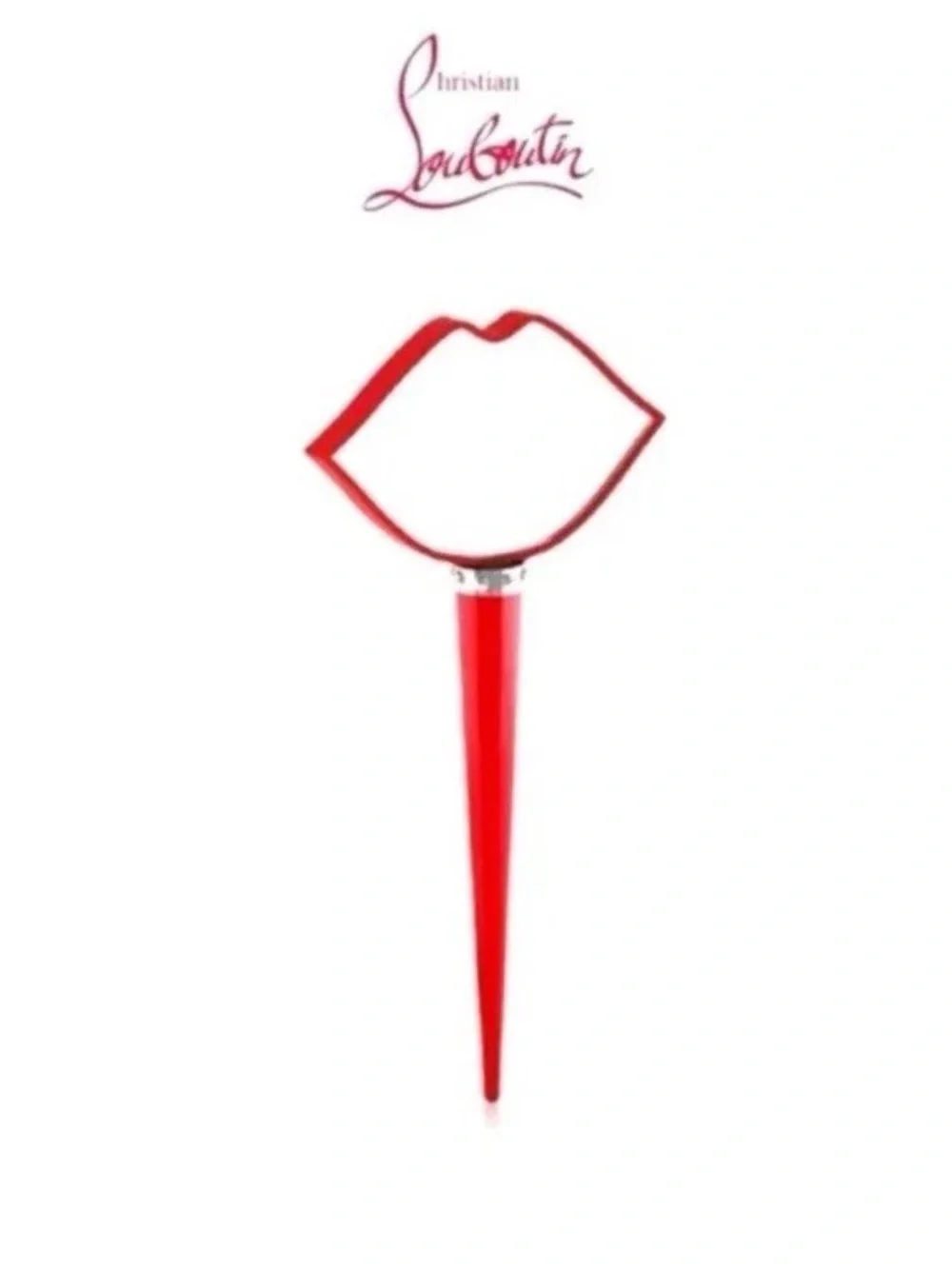 Christian Louboutin Glossy Red Lip Hand Mirror with Script Details
